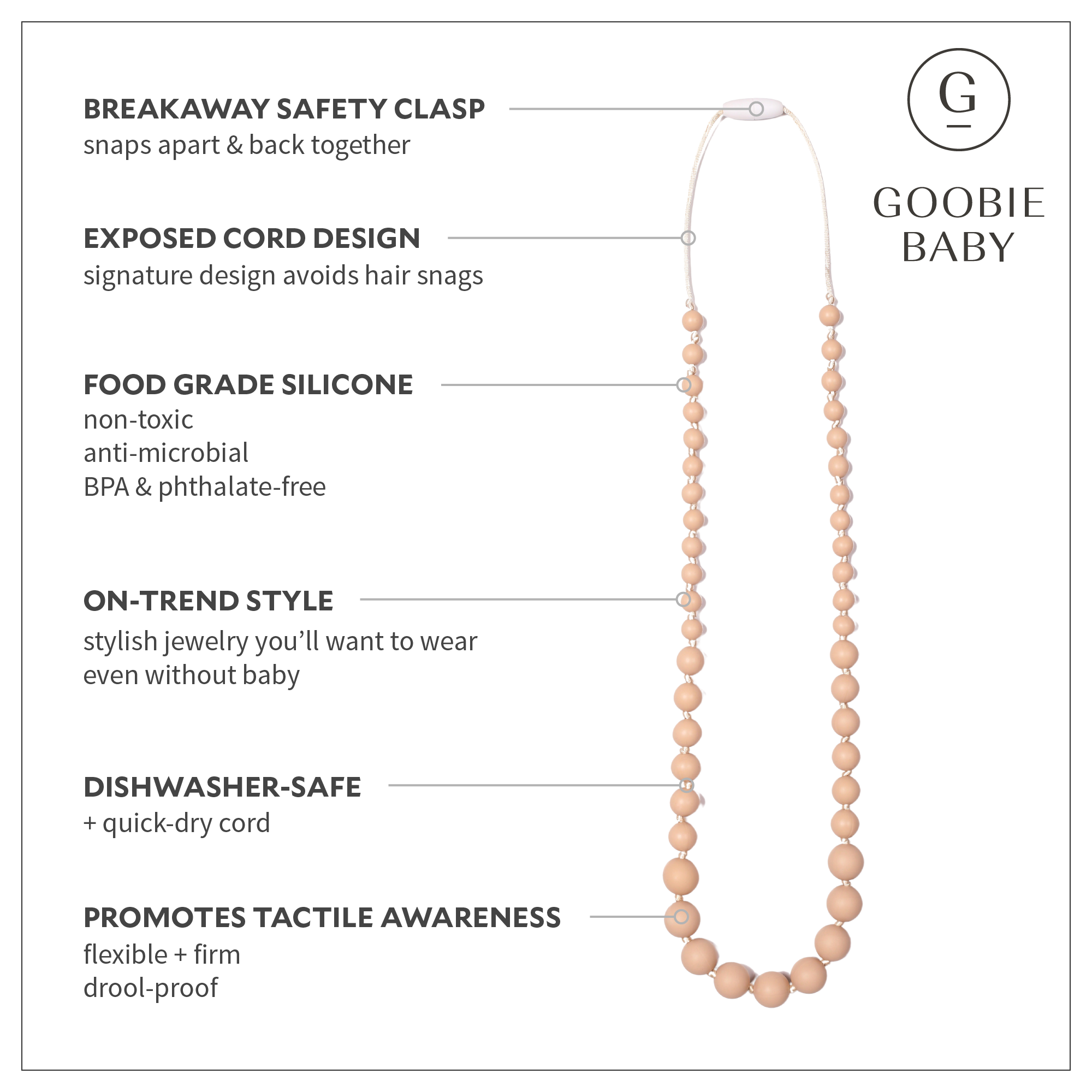 Audrey Teething Necklace - Oatmeal