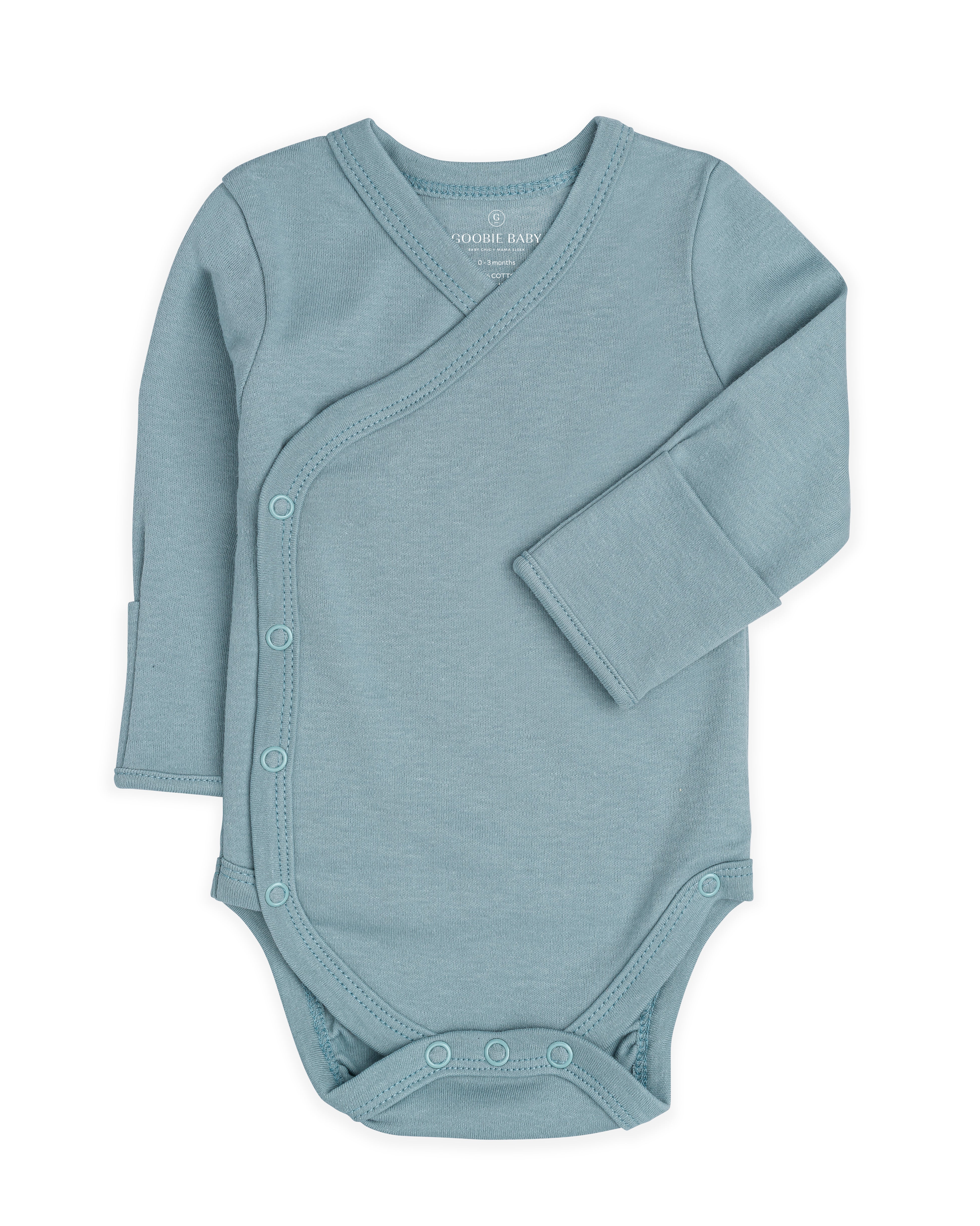 Long Sleeve Kimono Bodysuit Set - Blue Combo