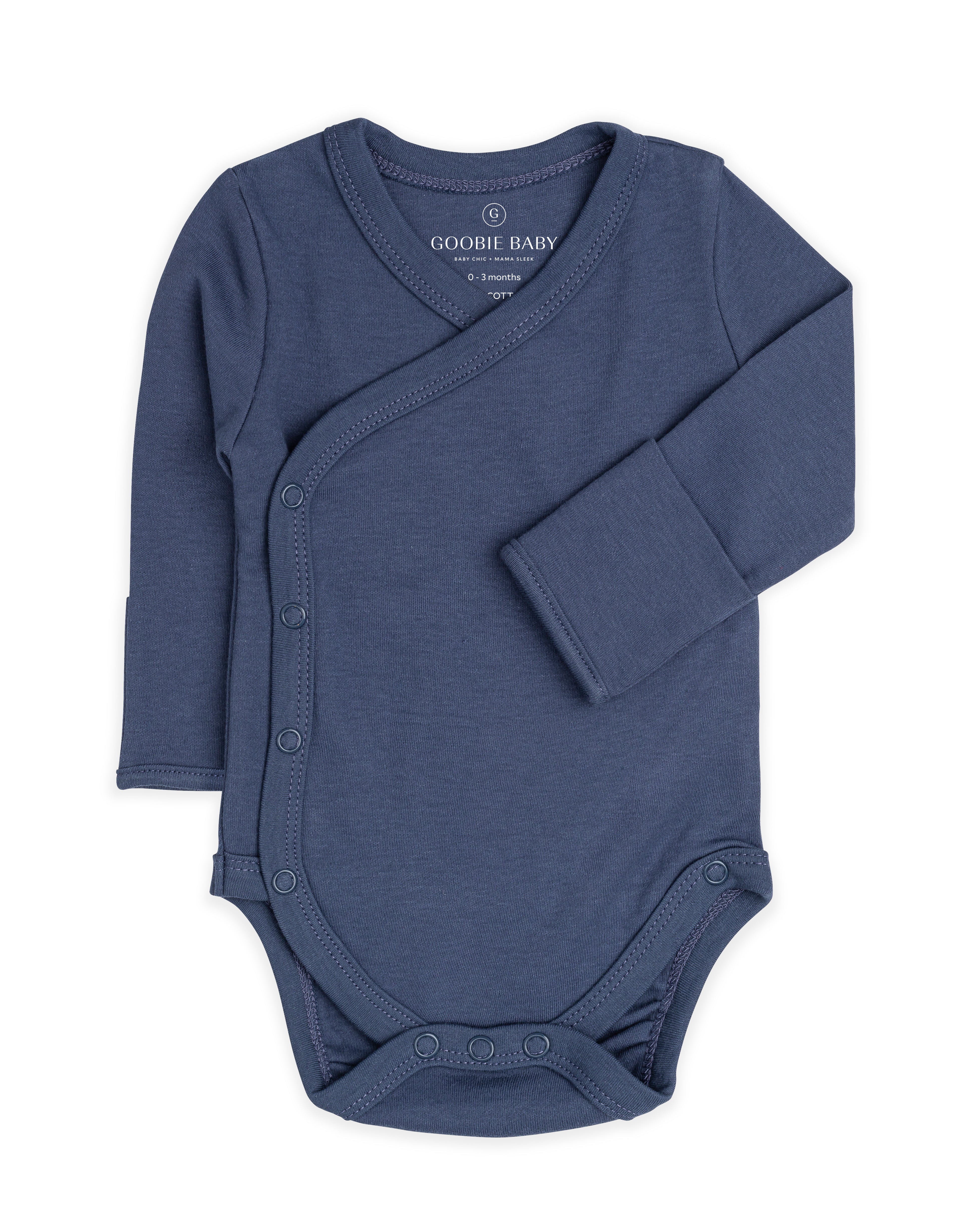 Long Sleeve Kimono Bodysuit Set - Blue Combo