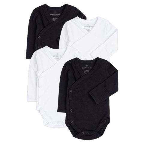 Short Sleeve Kimono Bodysuit Set- Black/White