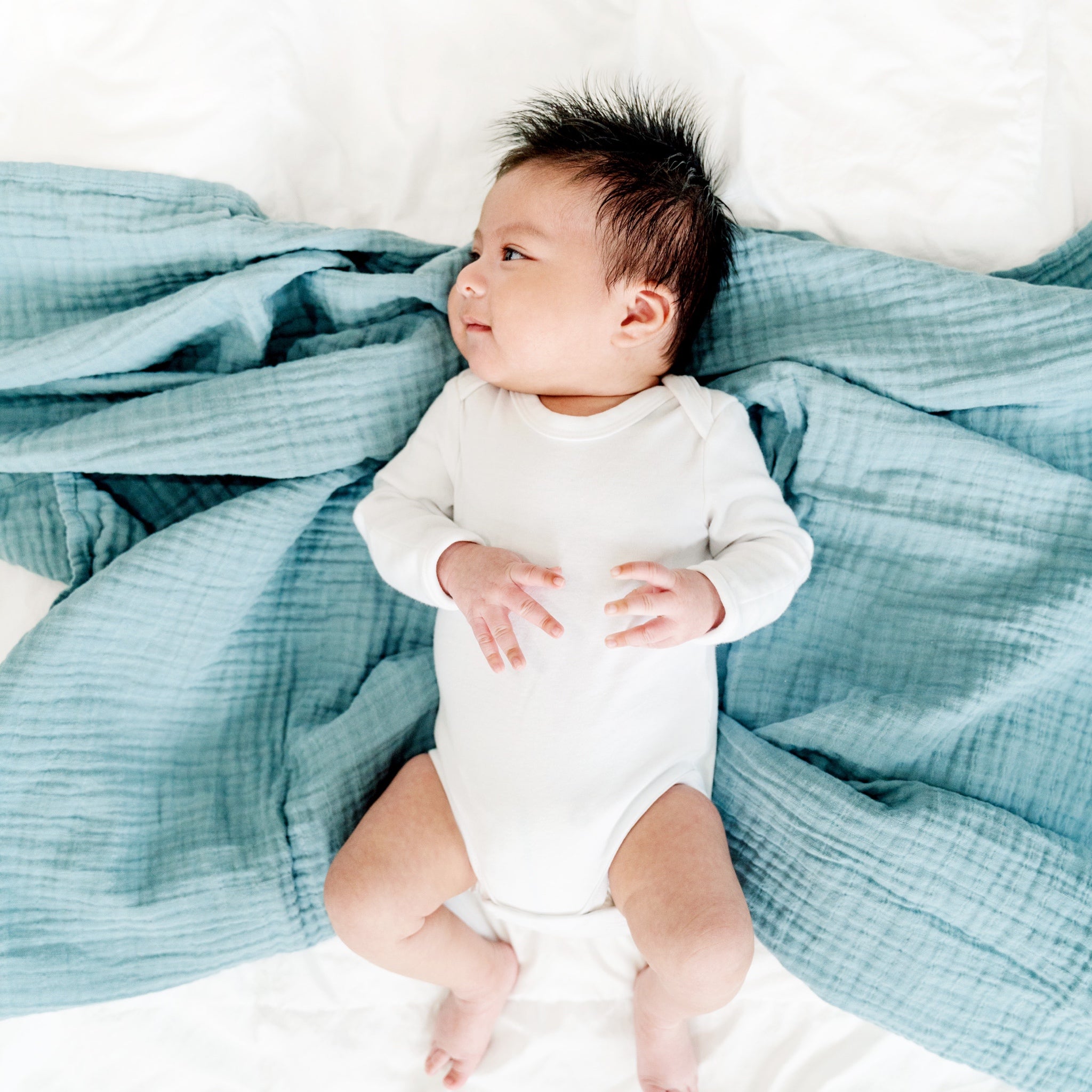 Organic Cotton Muslin Swaddle Blanket - Blue Spruce