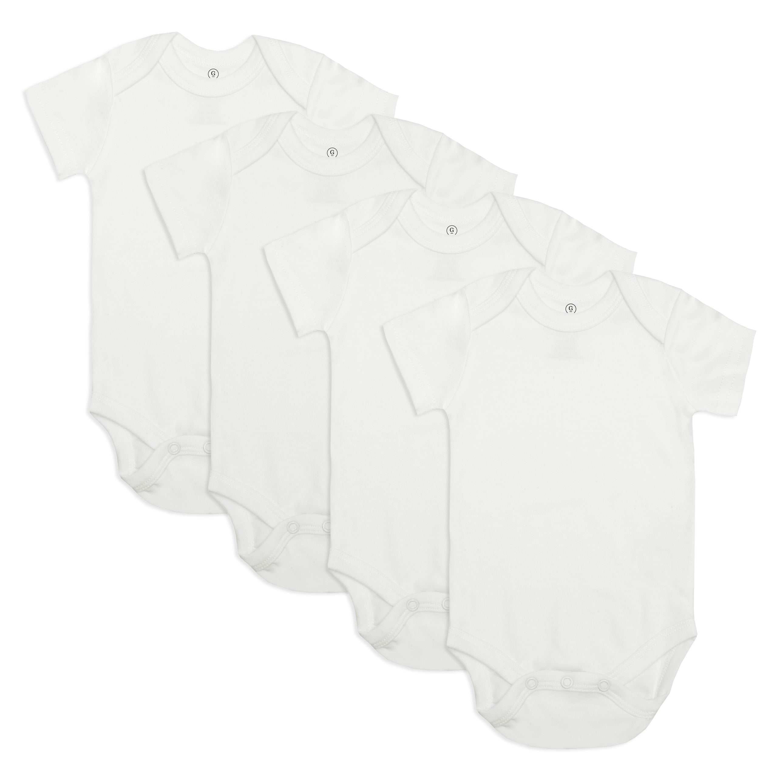Short Sleeve Classic Bodysuits - White