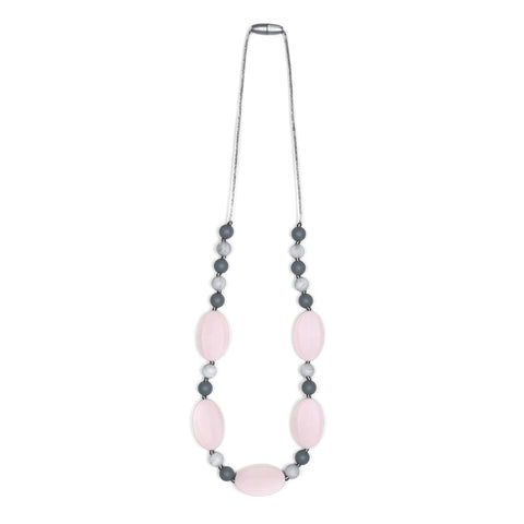 Emma Teething Necklace - Quartz Pink/Marble/Gray