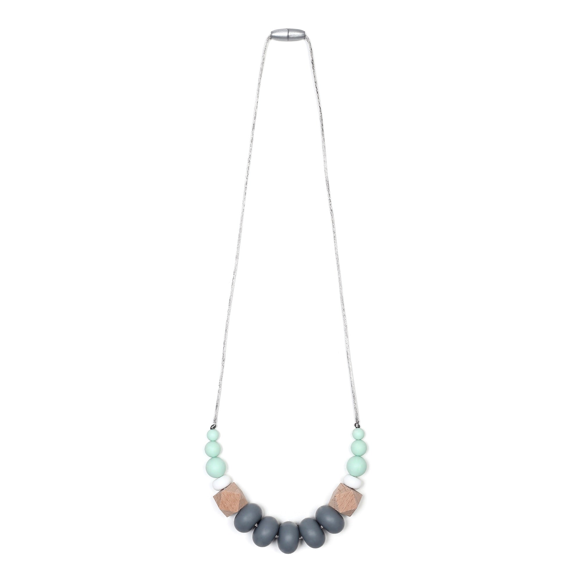Harper Teething Necklace - Mint/Gray