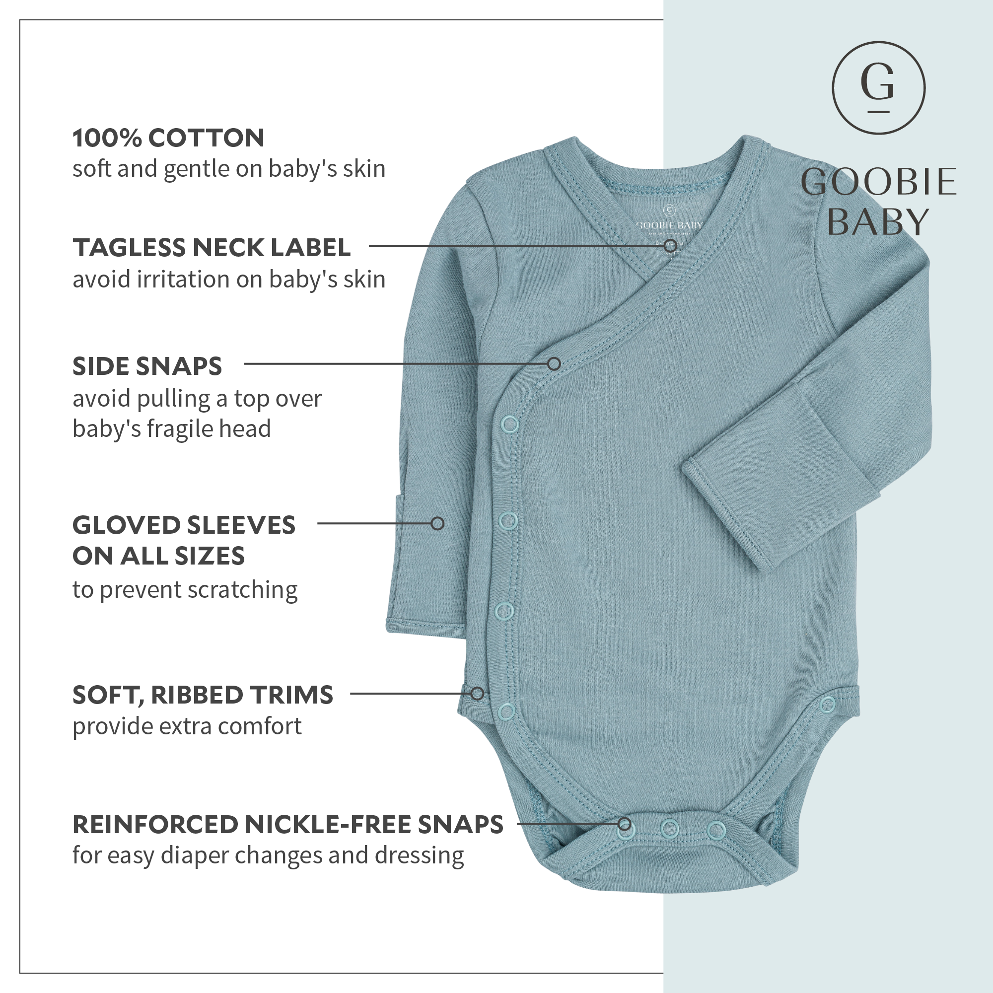 Long Sleeve Kimono Bodysuit Set - Blue Combo