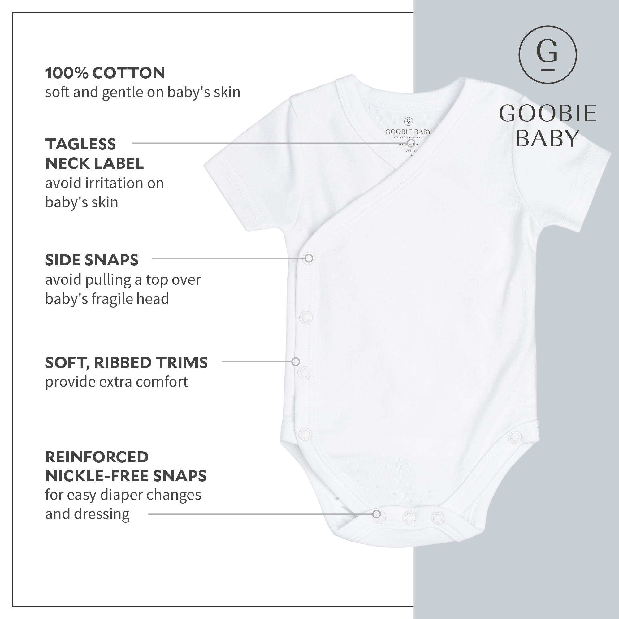 Short Sleeve Kimono Bodysuit Set- Black/White