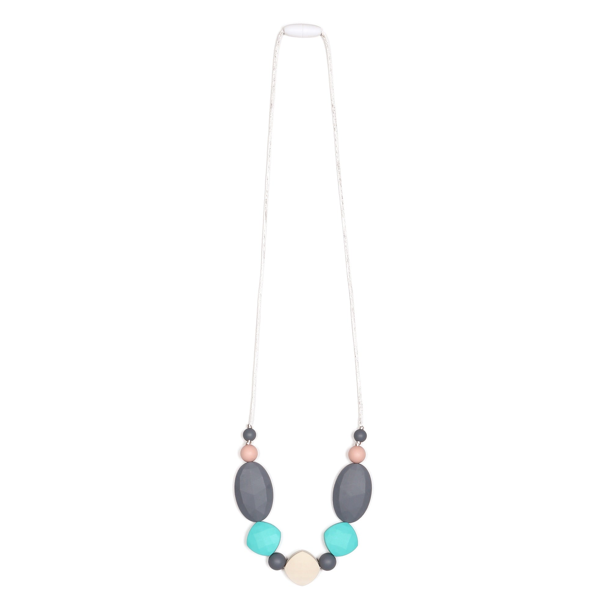 Luna Teething Necklace - Turquoise/Gray/Peach/Cream