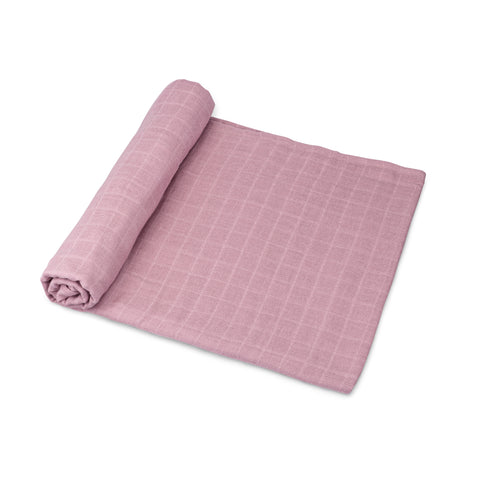 Organic Cotton Muslin Swaddle Blanket - Mauve