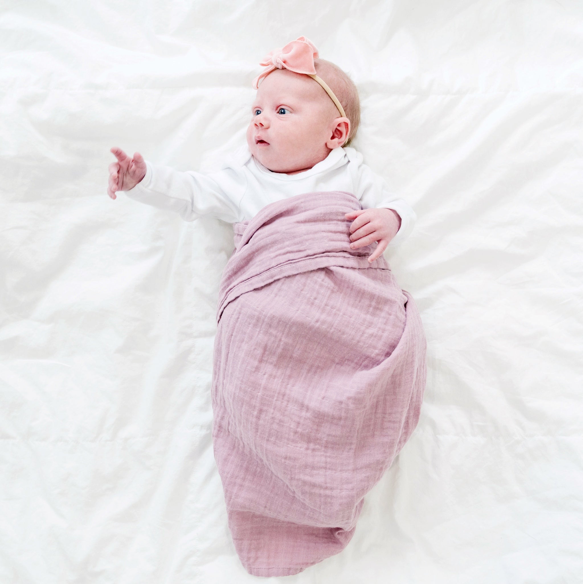 Organic Cotton Muslin Swaddle Blanket - Mauve