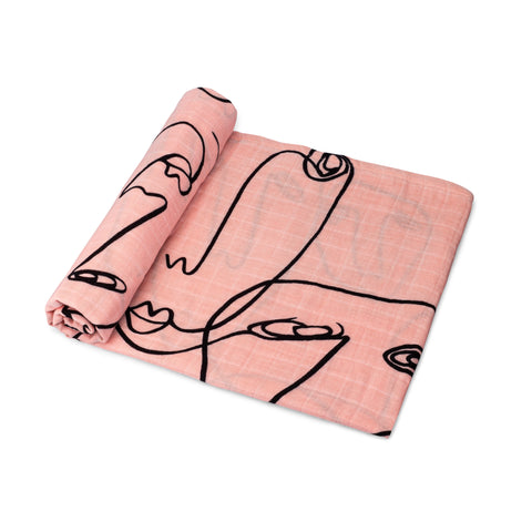 Organic Cotton Muslin Swaddle Blanket - Mauve