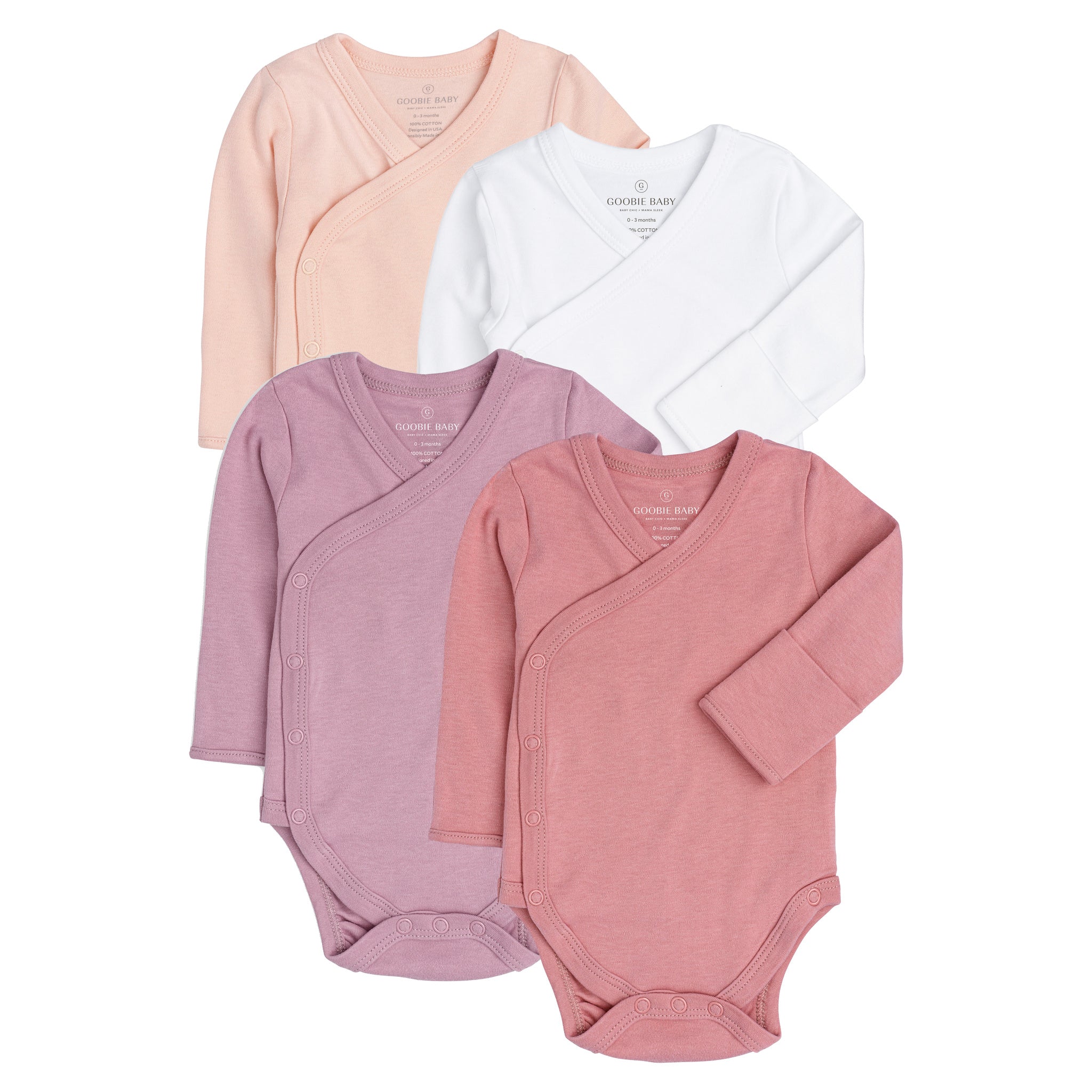 Long Sleeve Kimono Bodysuit Set - Pink Combo
