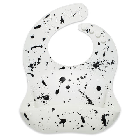 Silicone Baby Bib - Paint Splatter on White