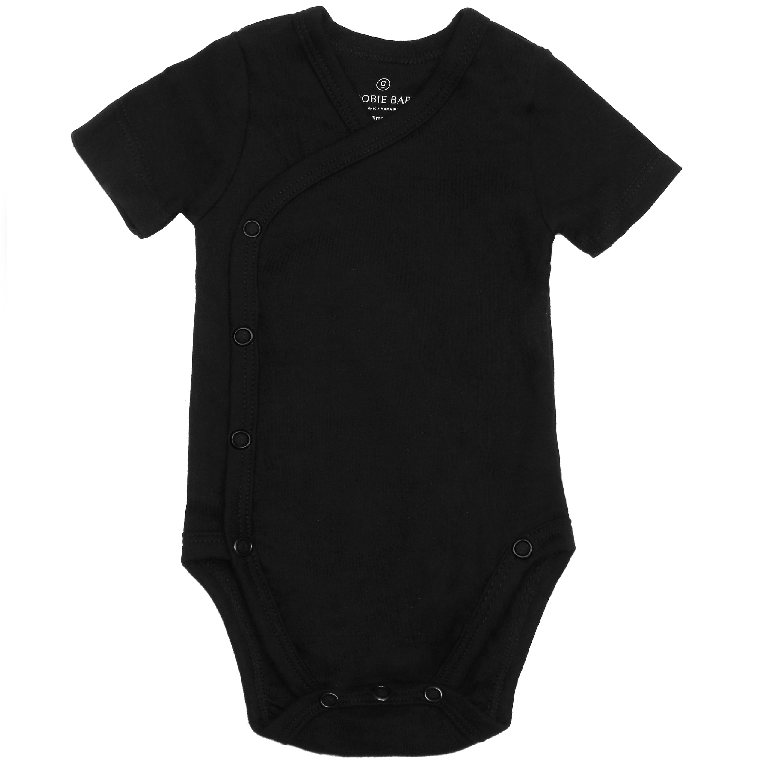 Short Sleeve Kimono Bodysuit Set- Black/White