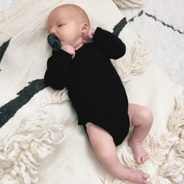 Long Sleeve Kimono Side Snap Bodysuits - Black/White – Goobie Baby