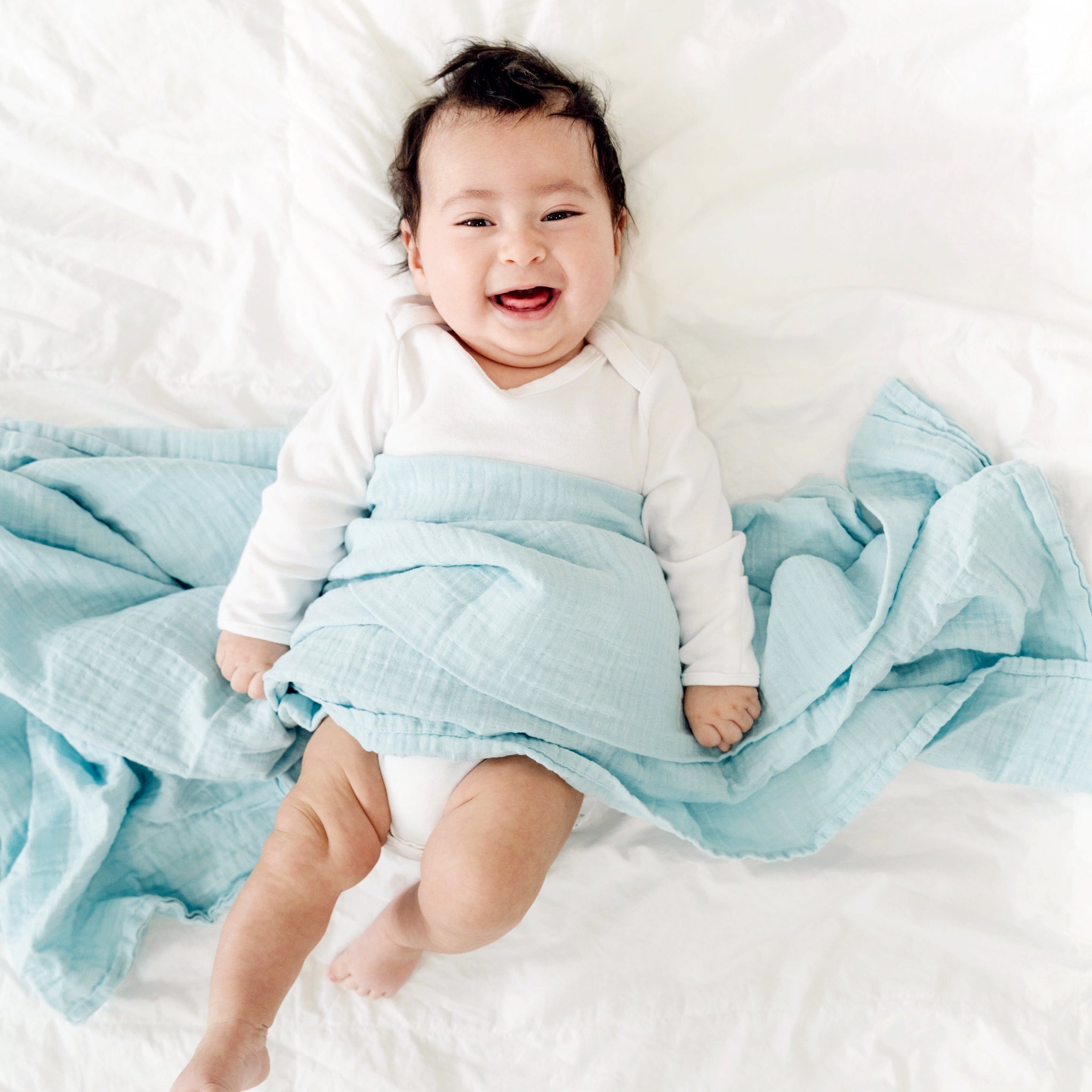 Organic Cotton Muslin Swaddle Blanket - Sea Glass