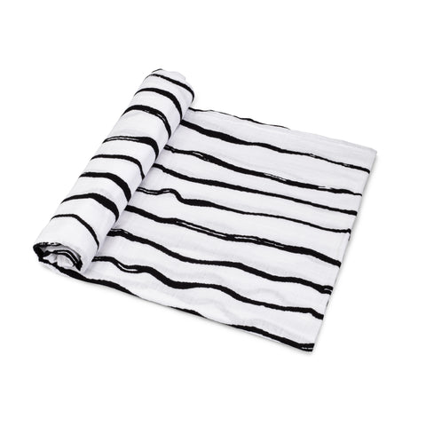 Organic Cotton Muslin Swaddle Blanket - Wavy Lines