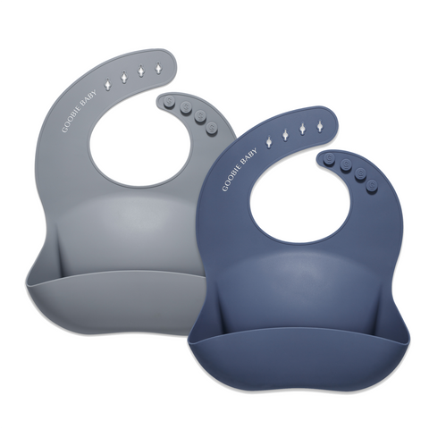 Silicone Baby Bib Set - Dove Gray/Night