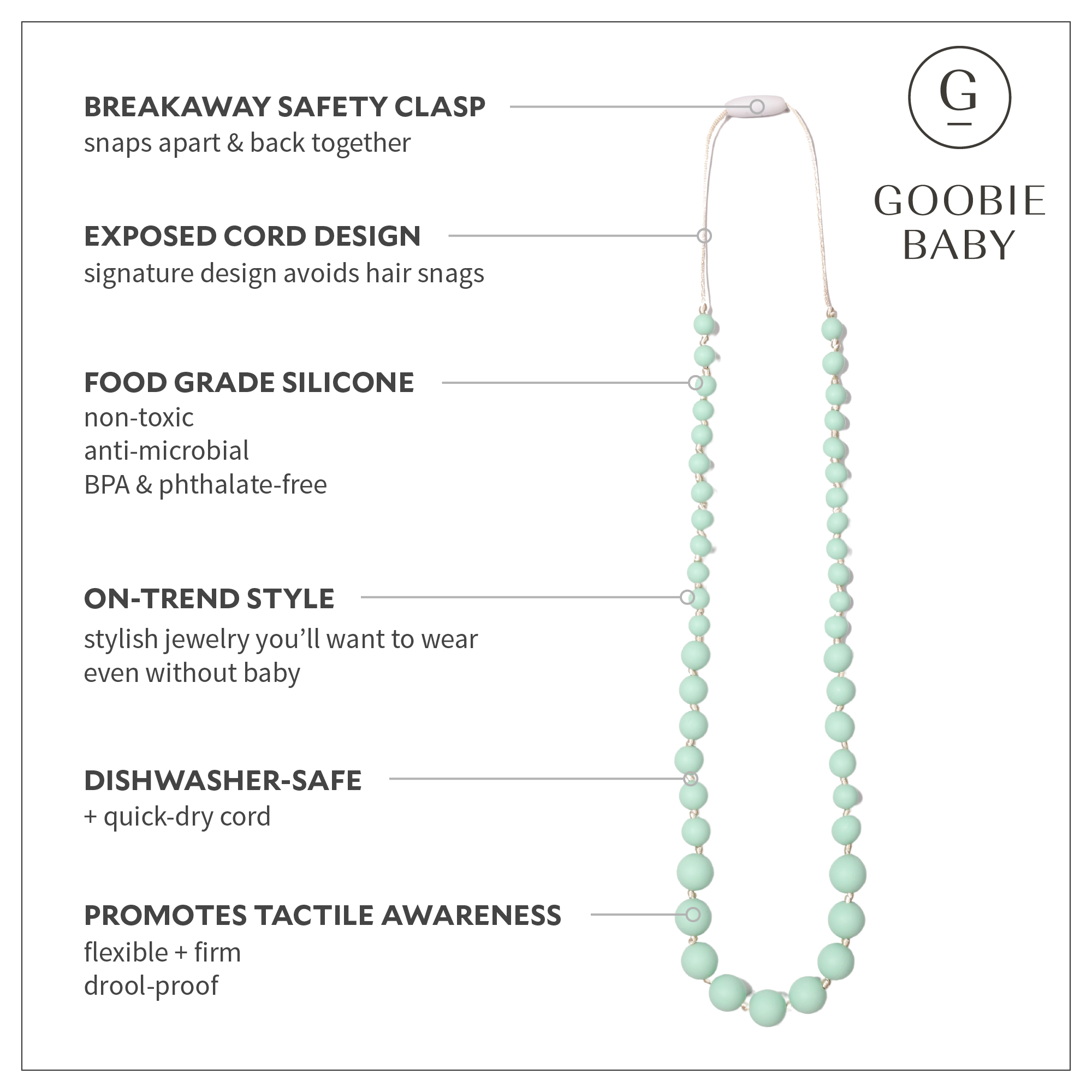 Audrey Teething Necklace - Mint