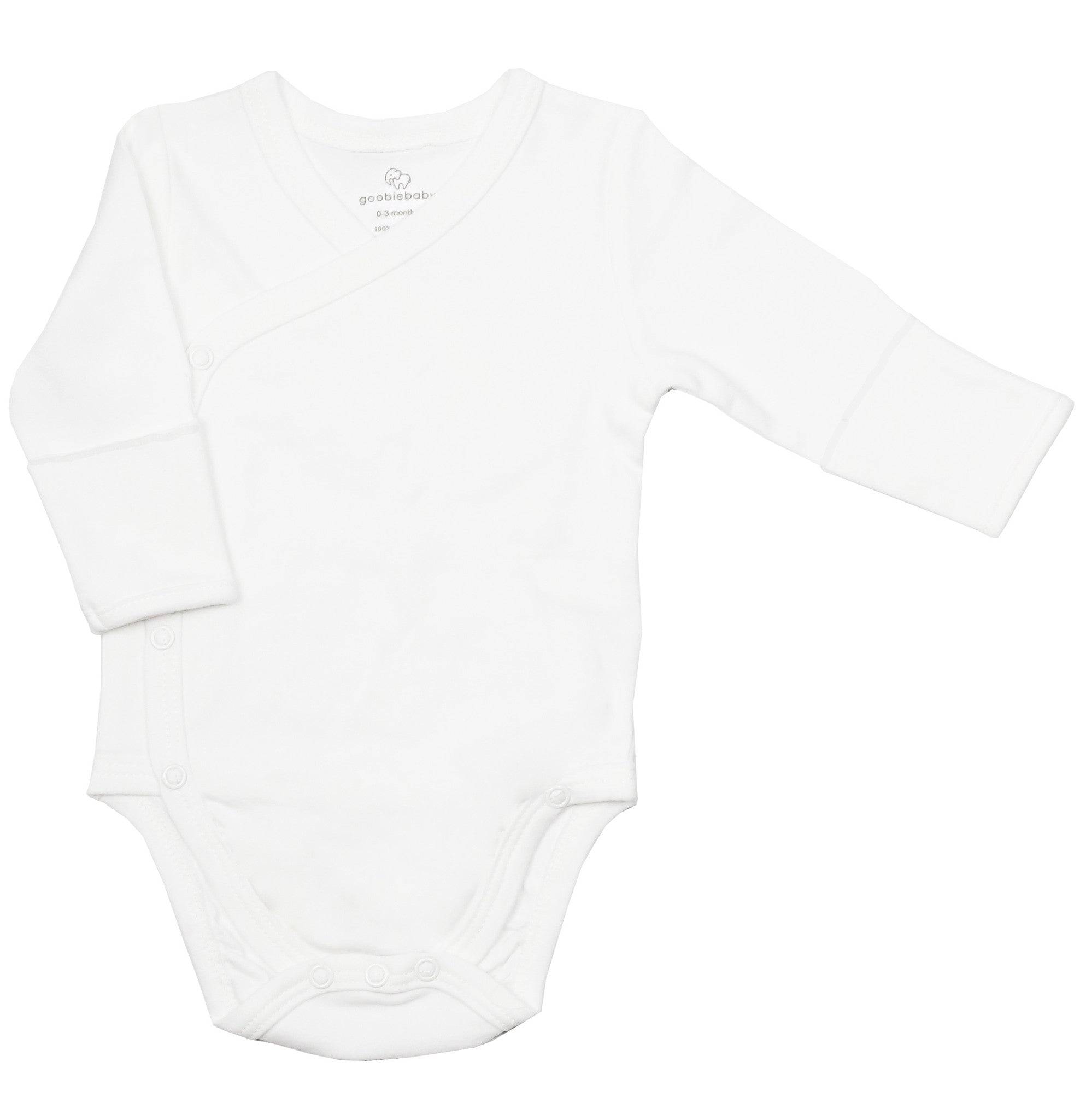 Long Sleeve Kimono Side Snap Bodysuits - White – Goobie Baby