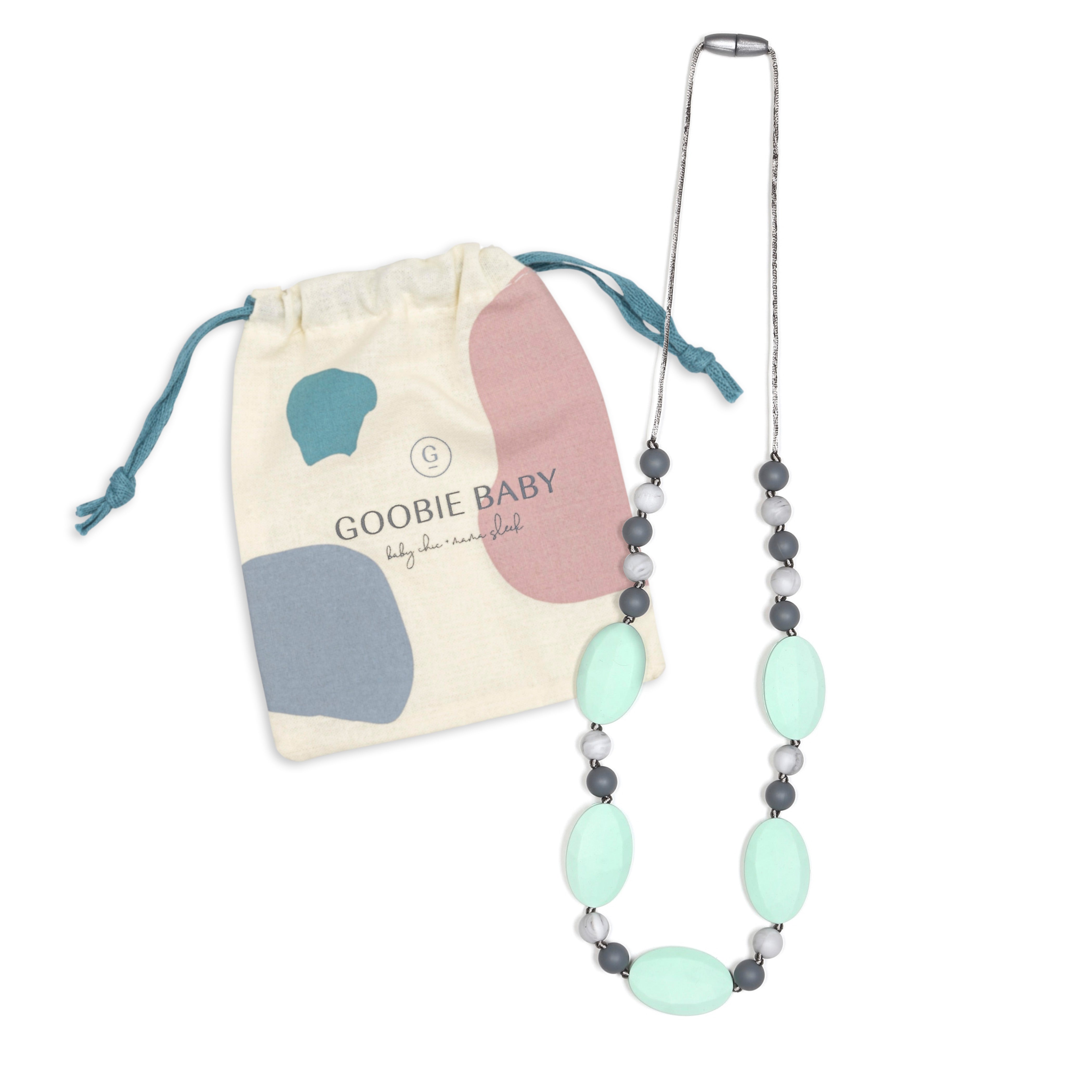 Emma Teething Necklace - Mint/Marble/Gray