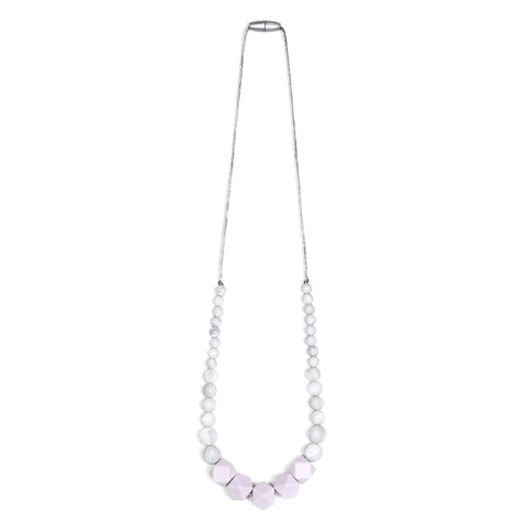 Emma Teething Necklace - Quartz Pink/Marble/Gray