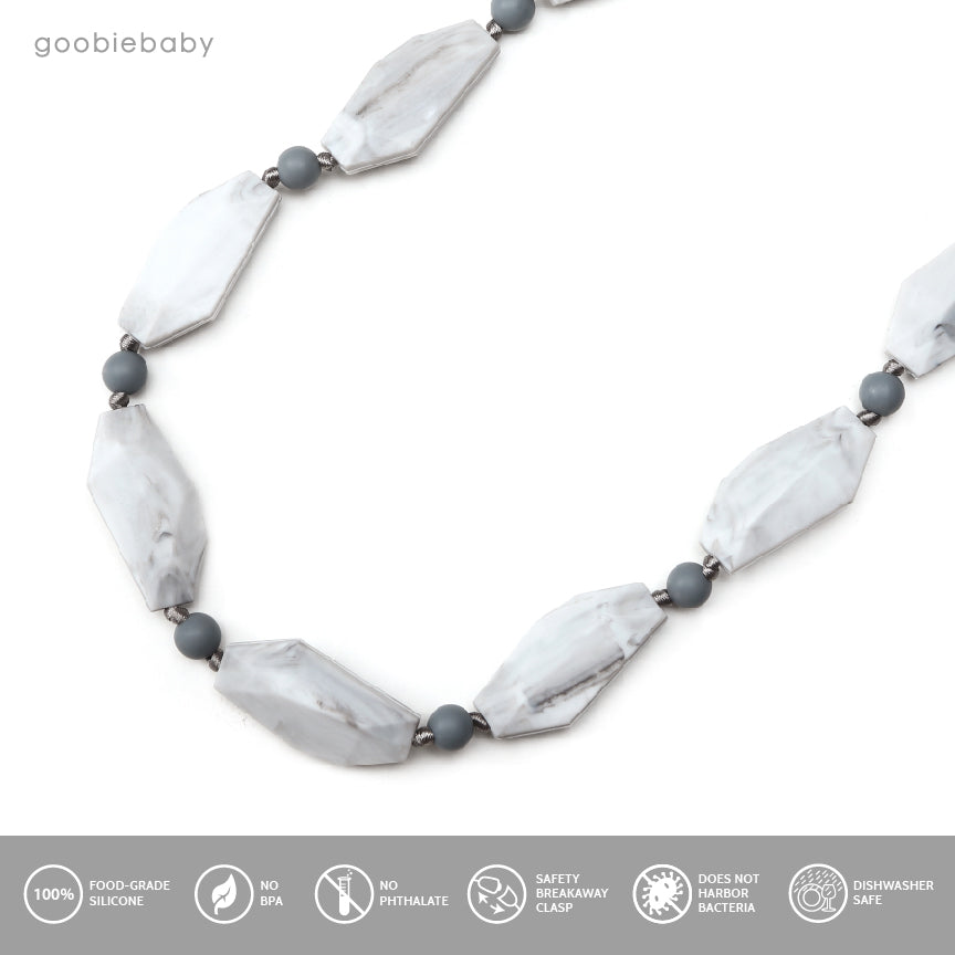 Naomi Teething Necklace - Marble/Grey