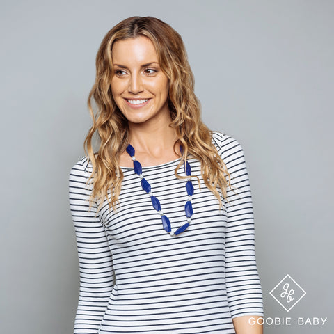 Naomi Teething Necklace - Navy/Marble