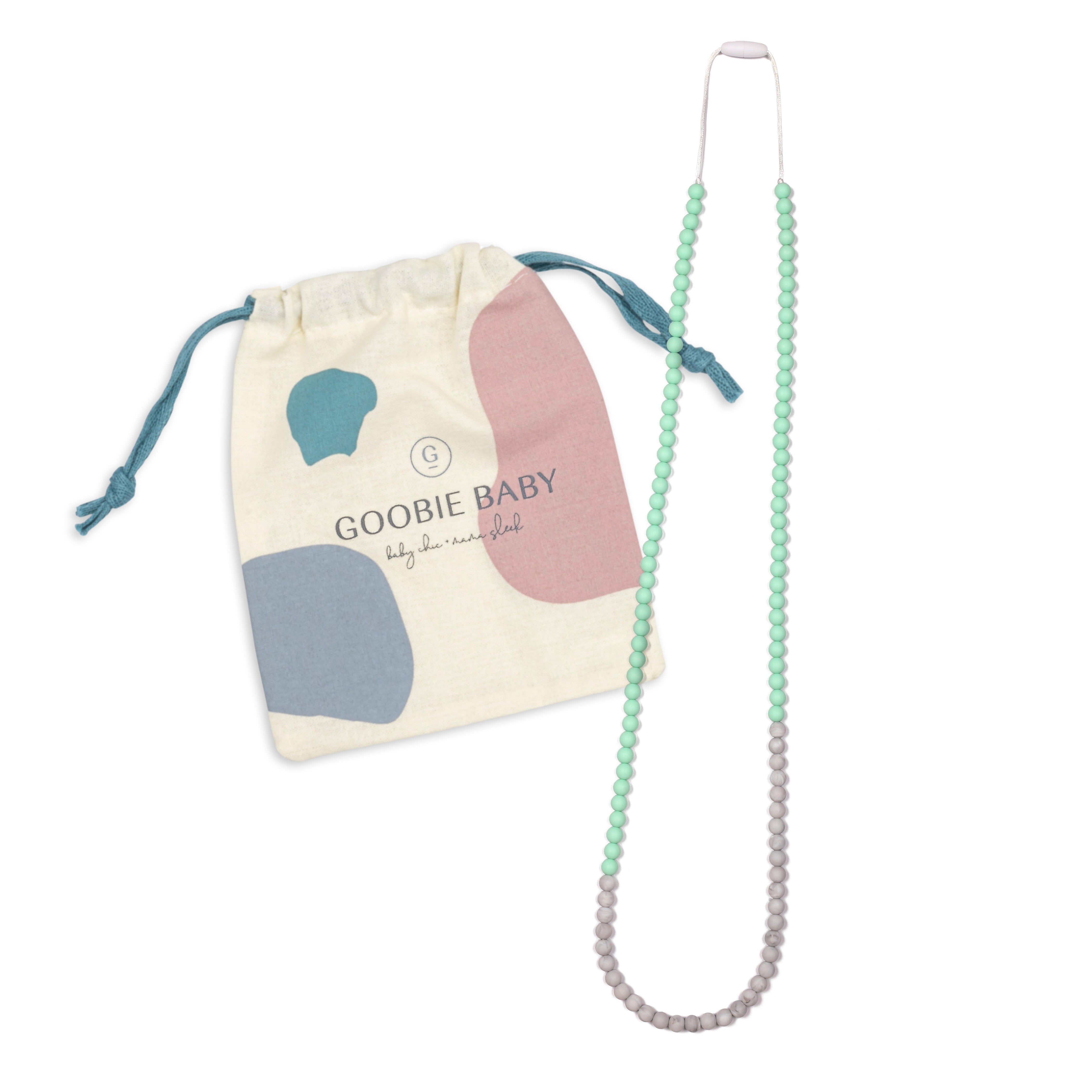 Zoe Teething Necklace - Mint/Marble