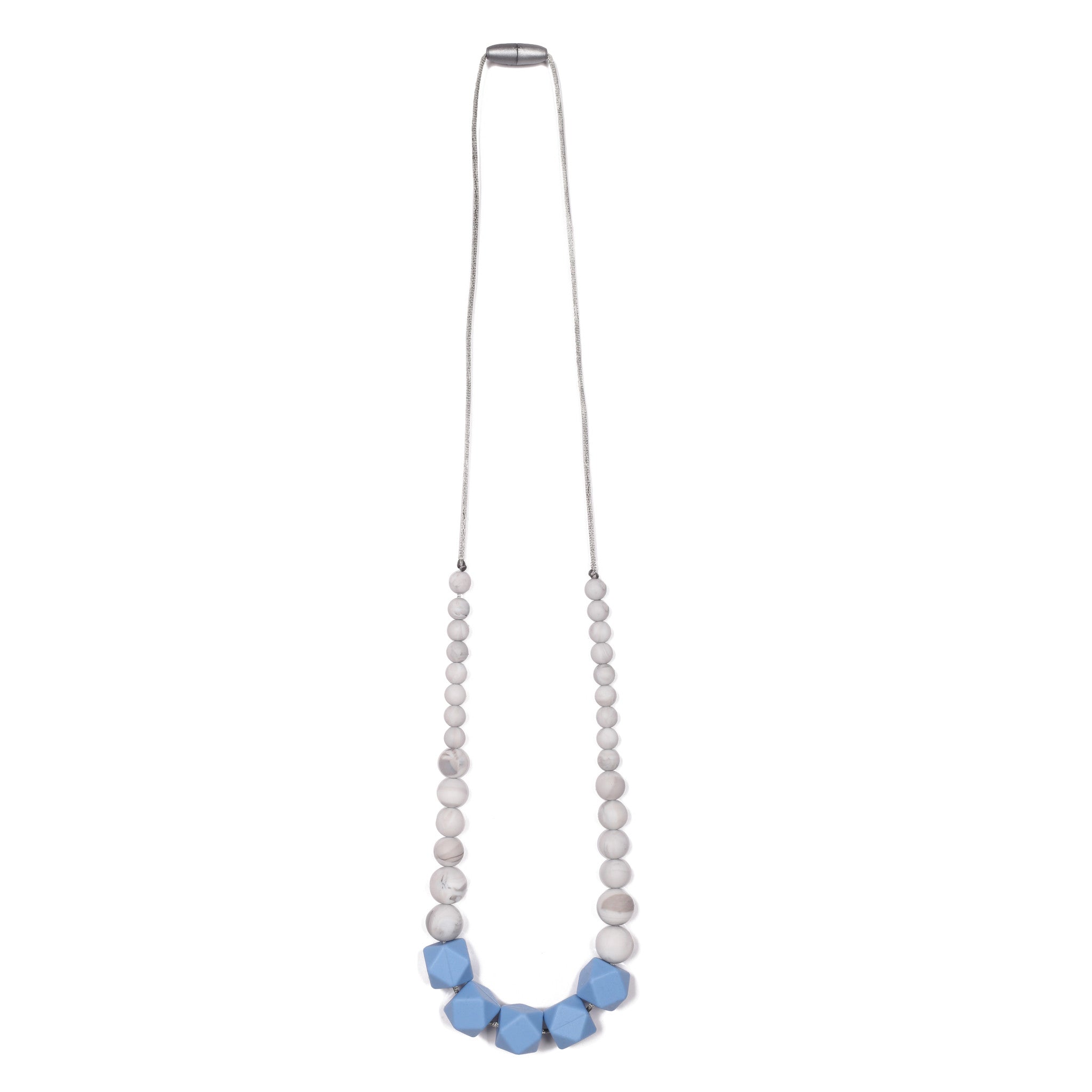 Madison Teething Necklace - Light Blue/Marble