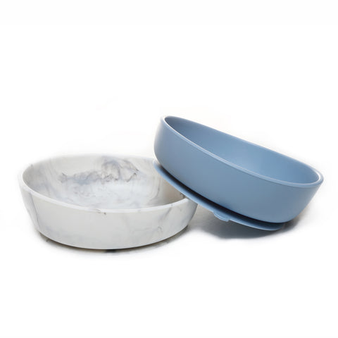 Silicone Baby Bowl Set - Blush & Marble