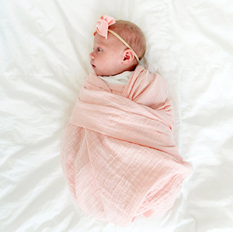 Organic Cotton Muslin Swaddle Blanket - Blush