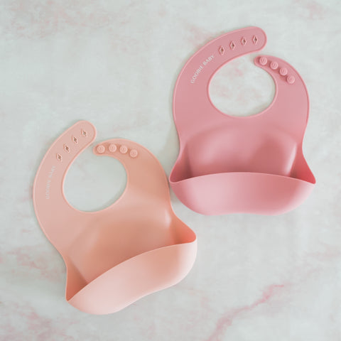 Silicone Baby Bib Set - Blush/Rose