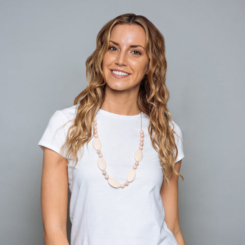 Emma Teething Necklace - Peach/Cream/Oatmeal
