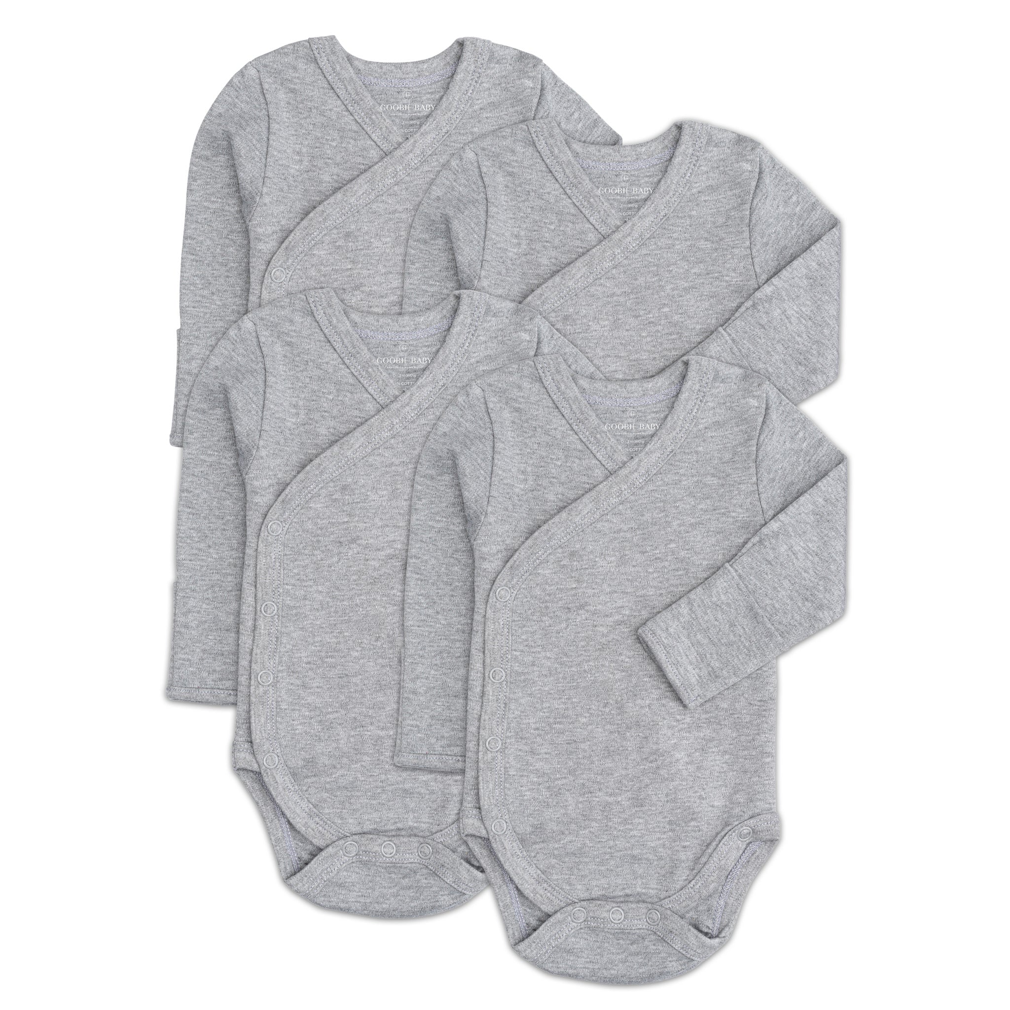 Long Sleeve Kimono Side Snap Bodysuits - Heather Gray – Goobie Baby