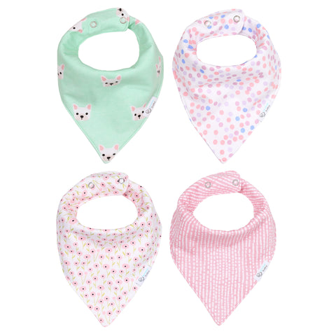 Reversible & Waterproof Cotton Bandana Bibs - Pink/Gold Unicorn