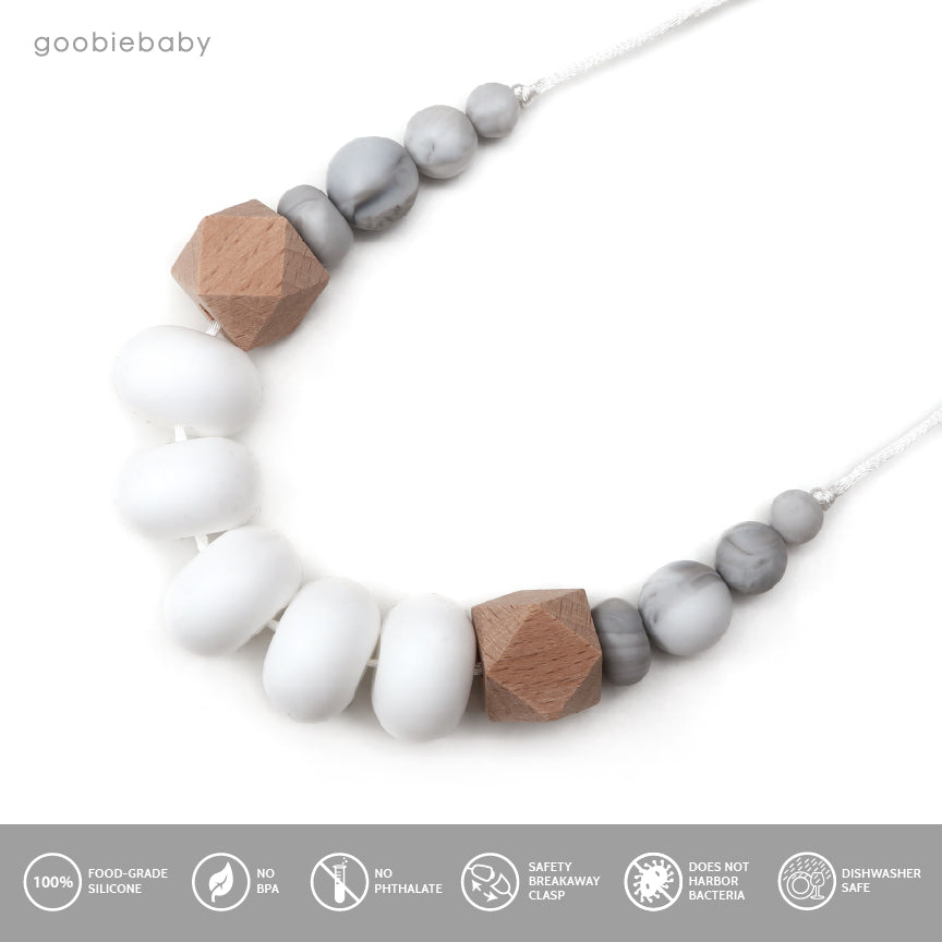 Harper Teething Necklace - White/Marble