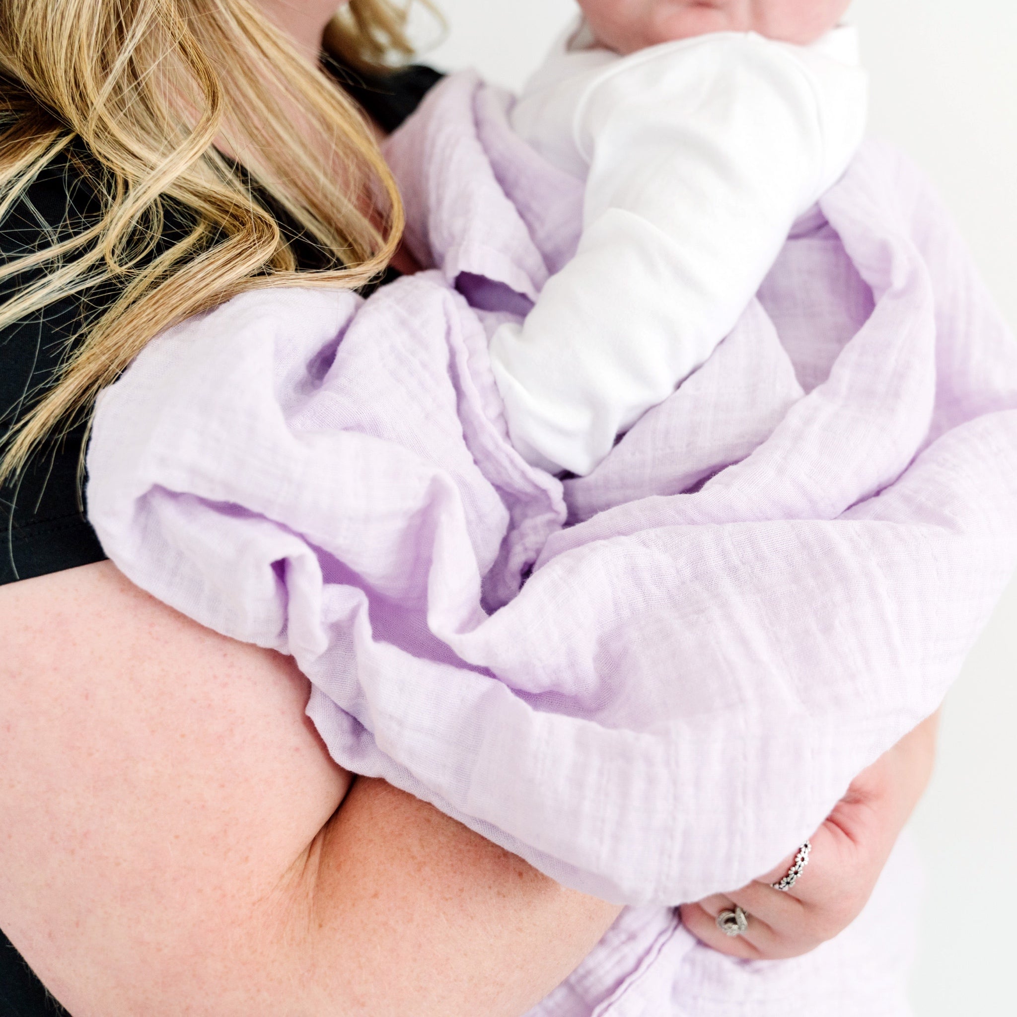 Goobie Baby Organic Cotton Muslin Swaddle Blanket - 47x47 Inches, 1 Pack (Lilac)