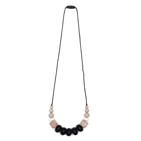 Harper Teething Necklace - Peach/Gray