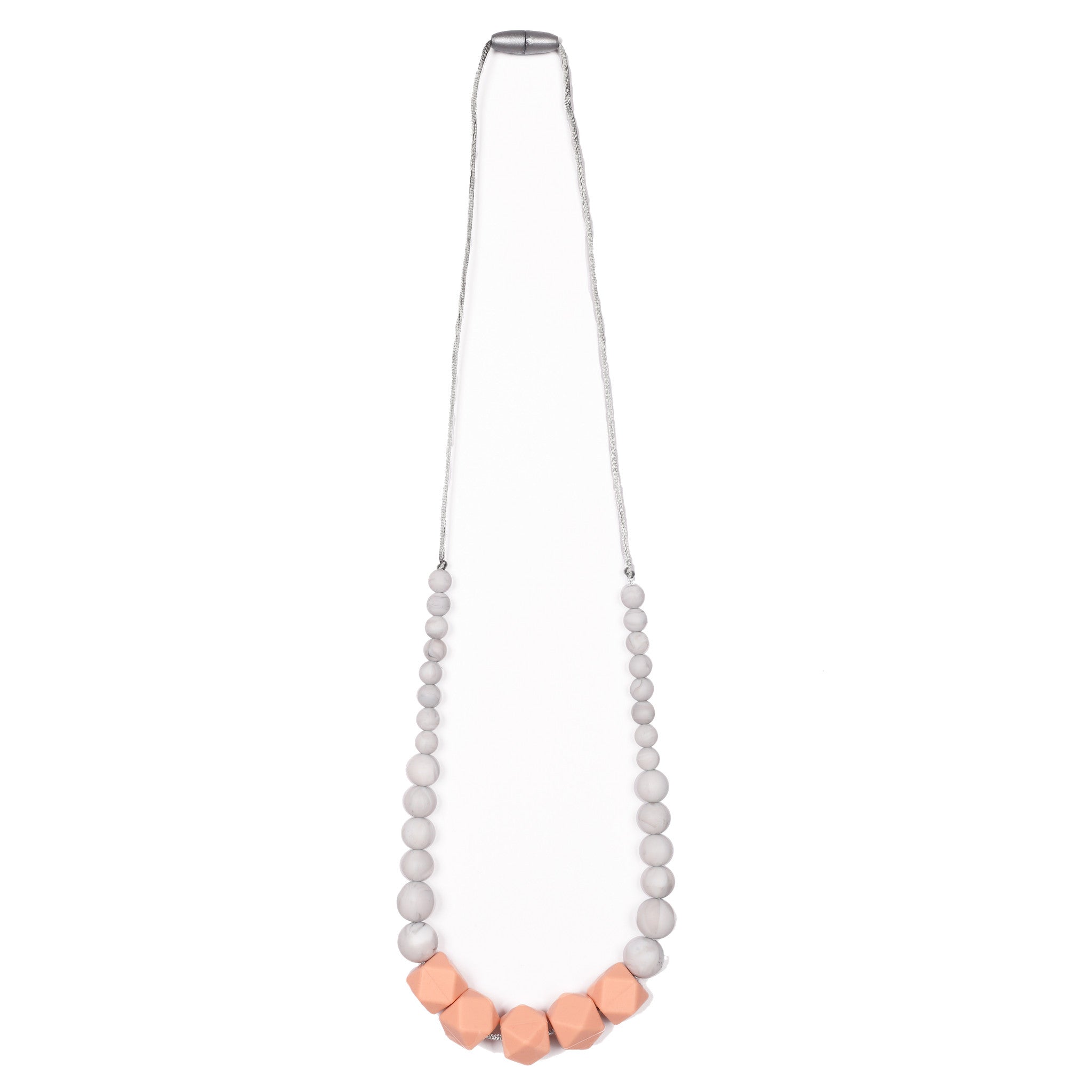 Madison Teething Necklace - Peach/Marble