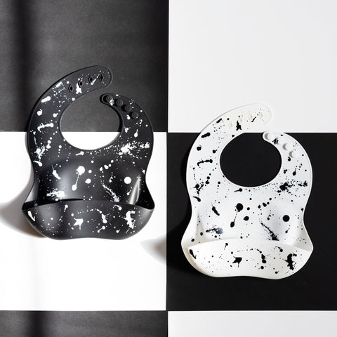 Silicone Baby Bib - Paint Splatter on White