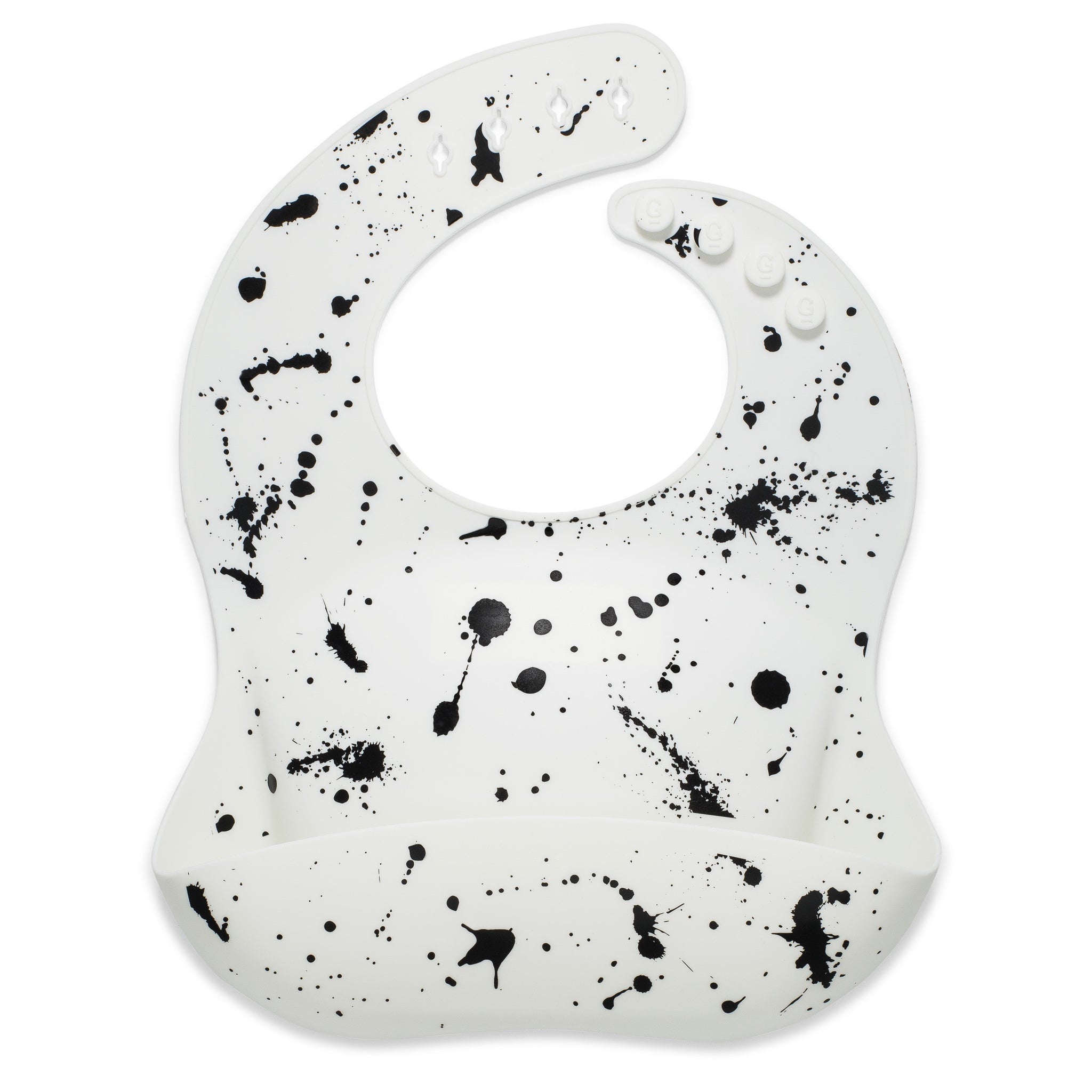 Silicone Baby Bib - Paint Splatter on White