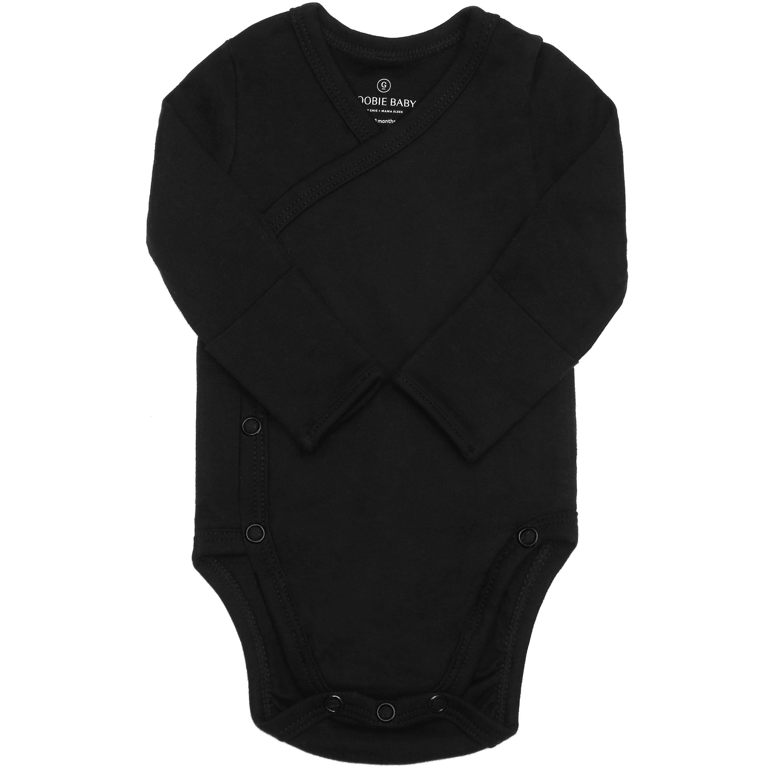 Long Sleeve Kimono Side Snap Bodysuits - Black/White – Goobie Baby