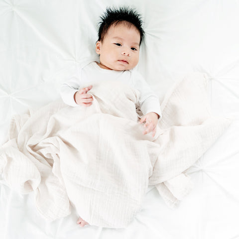 Organic Cotton Muslin Swaddle Blanket - Sand