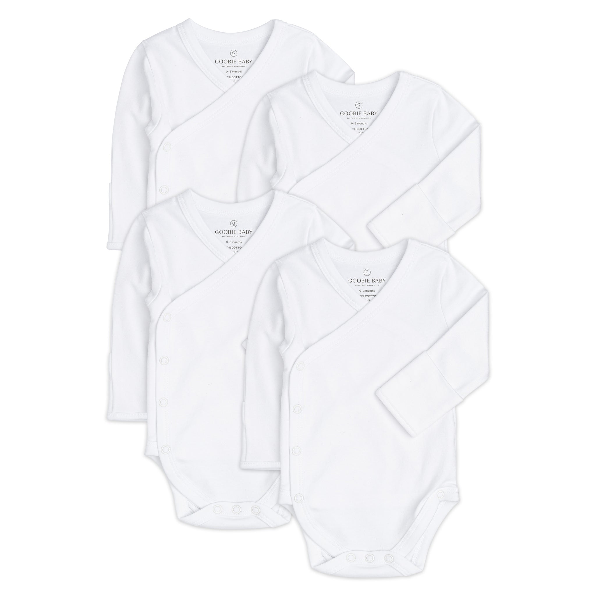 Ongedaan maken maatschappij gedragen Long Sleeve Kimono Side Snap Bodysuits - White – Goobie Baby