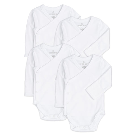 Long Sleeve Kimono Bodysuit Set - White