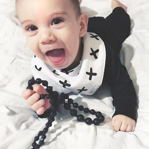 Reversible & Waterproof Cotton Bandana Bibs - Black/White Monochrome